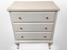 A Scandinavian painted pine three drawer chest,