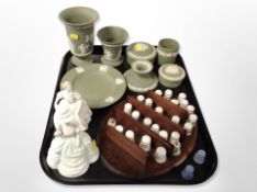 A group of Wedgwood green Jasperware items,