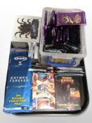 A group of trading cards including Tomb Raider, Power Rangers, Batman,