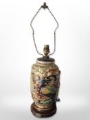 A 20th century Japanese Satsuma export lamp base,