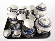 Approximately seventy five pieces of Royal Doulton Booths Real Old Willow tea and dinner porcelain