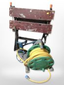 A folding work bench,