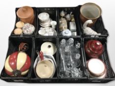 A pallet of assorted ceramics and glass ware, Duchess June Bouquet tea china, pottery steins,