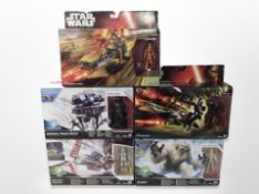 Five Hasbro Disney Star Wars figures including Imperial Probe Droid,