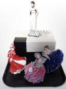 A Royal Doulton Pretty Ladies figure 'Lauren' plus three others
