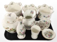 Ten pieces of Aynsley Pembroke china including jardinieres,