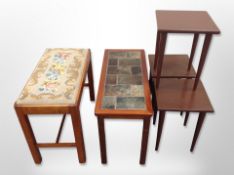 A Danish teak occasional table with tiled top,
