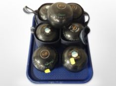 A group of Henselite and Concorde lawn bowls