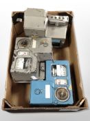 Three vintage coin operated electric meters