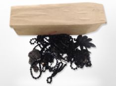 A coffin shaped box containing mourning jewellery