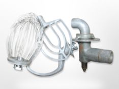 A box of large industrial catering mixer attachments etc