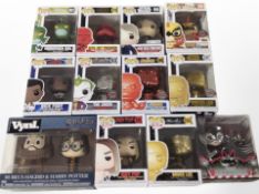 Ten Funko Pop figures including Harry Potter, Fortnite,