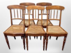 Six 19th century beech and bergere dining chairs