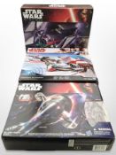 Three Hasbro Disney Star Wars figures - Slave I,