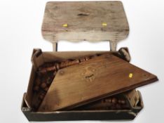 A pine cracket and a Victorian what not (dismantled)