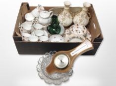 A contemporary barometer, antique Imari tea china, and other tea wares,