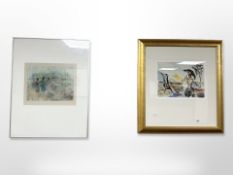 Danish school : Figure by a beach, watercolour, 32cm x 24cm,