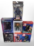 A group of Hasbro, DC Collectibles and other figures, including Spider-Man, Aquaman, John Wick, etc.