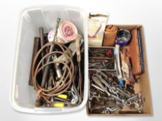 A collection of vintage hand tools.