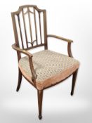An inlaid mahogany armchair