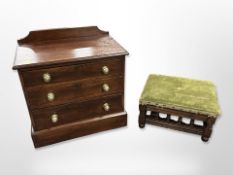 An early 20th-century mahogany three-drawer apprentice chest, width 43cm,