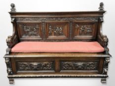 A 19th century Dutch oak box settle,