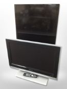 A Hitachi 40-inch LCD TV, with lead only, and a Philips 26-inch TV, with lead and remote.