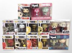 12 Funko and other figures including Star Wars, Disney, etc.