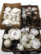 Colclough tea china, a further Royal Kent part tea set, a group of copper lustre jugs,