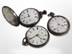 A silver full hunter pocket watch signed 'H Samuel, Manchester',
