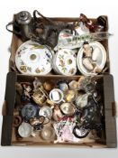 Royal Worcester lidded tureens, assorted glass ware, silver-plated three-piece tea service,