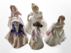A Royal Doulton figure, 'Amanda, HN2996, plus four others.