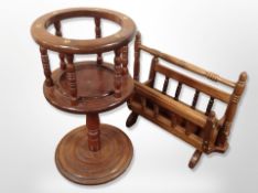 A reproduction jardiniere stand and a magazine rack