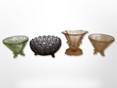 Two pieces of German Walther & Sohne art glass, tallest 16.5cm, a Sklo Union vase and one other.