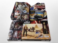 Seven Hasbro Disney Star Wars figures.