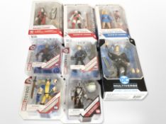 A group of Disney and DC Collectibles figures including X-Men, Superman, etc., boxed.