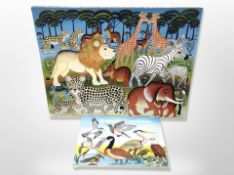 Two contemporary oils on canvas depicting exotic animals,