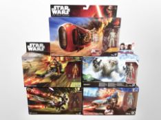 Five Hasbro Star Wars models including Imperial Speeder, Elite Speeder Bike, Wampa, etc.