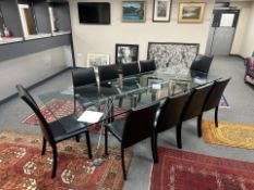 Norman Foster for Tecno, a 'Nomos' glass and chrome dining table,