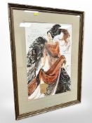 John Hogarth ARCA : Swan Lake, Court Lady, Act I, watercolour and pen,