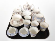 A Royal Albert Lorraine tea for two, further Royal Albert Moss Rose teacup and saucer,