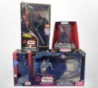 Four Hasbro Star Wars Episode I figurines, boxed.