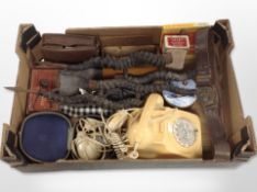 A vintage telephone, a Boys Brigade leather belt with clasp, folding pocket knife,