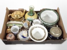 A Booths Summer Rose pot, together with a silver-plated lidded biscuit barrel,