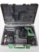 A Hitachi DH 24 DVA drill in case with charger.