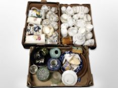 A collection of Wedgwood tea china and other ceramics including pottery jugs, vases,