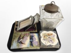 An early-20th century pressed glass pendant light shade,