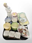 A set of six Maling lustre sundae dishes, gondola bowl, other ceramics including Wedgwood,