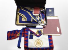 A case of Masonic effects including sashes, ephemera, medals, etc.