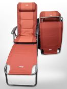 Three Vango folding garden lounger chairs